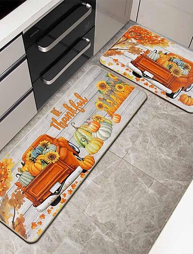  Herbst Kürbis Truck Bereich Teppich Küchenmatte rutschfeste ölfeste Bodenmatte Wohnzimmer Teppich Indoor Outdoor Matte Schlafzimmer Dekor Badezimmer Matte Eingangsteppich Türmatte