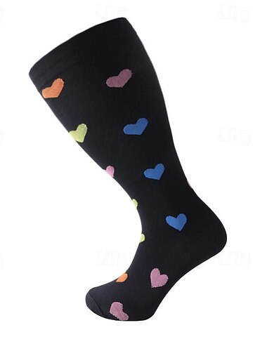  Kompressionssocken in Übergröße, Sportsocken, Laufsocken, 1 Paar, Farbblock-Socken, atmungsaktiv, schweißableitend, bequem, für Fitnessstudio, Training, Fußball, Laufen, Joggen, Radfahren, Sport, Herz