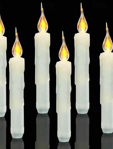  6 Stück weiche, spitze weiße Muschelkerzen, perfekt für Halloween- und Weihnachtsdekorationen, lange Stabkerzen mit Abreißpunkten, dekorative Schreibtisch- und Wohnzimmerbeleuchtung