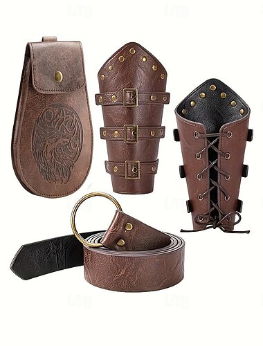  Retro Vintage Mittelalterlich Renaissance Rüstung Taillengürtel Schwertscheide Wikinger Ranger Kostüm Herren Damen Halloween Karneval Leistung LARP Erwachsene Gürtel Armschützer Schwertscheide