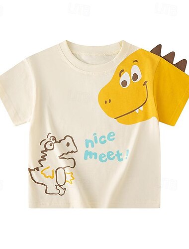  Kinder 3D Graphic Dinosaurier T-Shirt Kurzarm Sommer Modisch Basic kinderkleidung 4-8 Jahre Rundhalsausschnitt Outdoor Casual Täglich Regular Fit