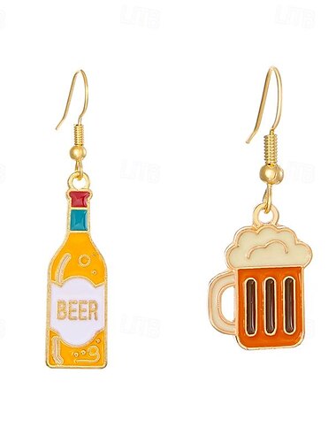  Lot de 2 boucles d'oreilles à bière pour femme - Boucles d'oreilles amusantes pour l'Oktoberfest allemand - Costumes de festival de bière en acrylique - Accessoires pour femmes et filles