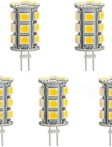  5 stk g4 led bi-pin tårnpære 18 smd 5050 3w ac dc 12v for aksentlys rv bobil campingvogn