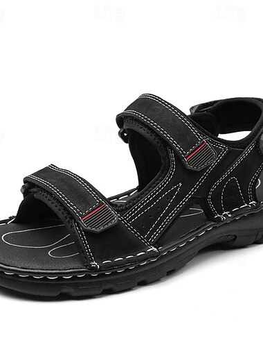  Braune Outdoor-Sandalen aus Leder für Herren mit verstellbaren Riemen – strapazierfähige und bequeme Wandersandalen