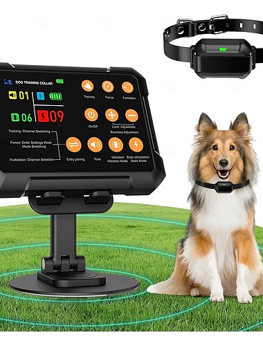  Cerca eléctrica inalámbrica 3 en 1, collar de entrenamiento para perros, zona prohibida, sistema de cerca inalámbrico con radar de alta precisión, hasta 1 acre, monitoreo de distancia en tiempo real