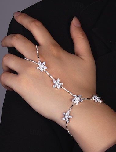  Mujer Tenis pulseras Brazaletes Anillo Clásico Flor Precioso Moda Sencillo Brillante Pulsera pulsera Plata Para Regalo Diario Pedida