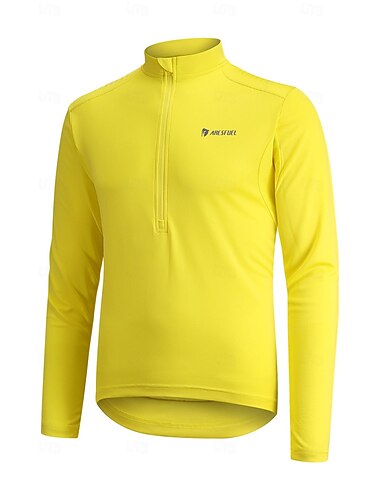  ARESFUEL Herren Radtrikot Langarm Herbst Fahhrad Oberteil mit 3 Gesäßtaschen Mountainbike MTB Schnelltrocknend Atmungsaktivität Schweißableitend Schwarz Gelb Grün Spandex Sport Bekleidung