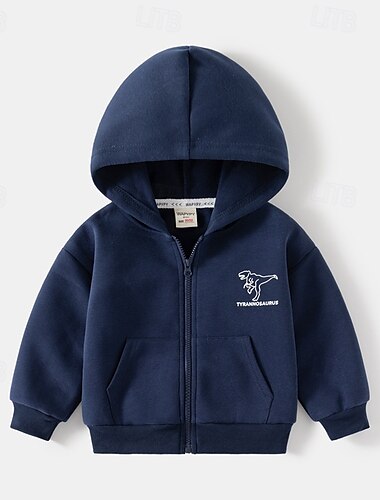  Jungen 3D Cartoon Dinosaurier Mantel Oberbekleidung Langarm Sommer Frühling Mode Basic Kleine Kinder (4-7 Jahre) 4-7 Jahre Mit Kapuze Outdoor Lässig Täglich Normale Passform