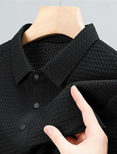  Herren Golfhemd Poloshirt aus Waffelstrick Geschäft Aktiv Klassisch Kurzarm Modisch Modern Feste Farbe Taste Sommer Frühling Regular Fit Dunkelgrau Aprikose Schwarz Dunkelgrün Golfhemd