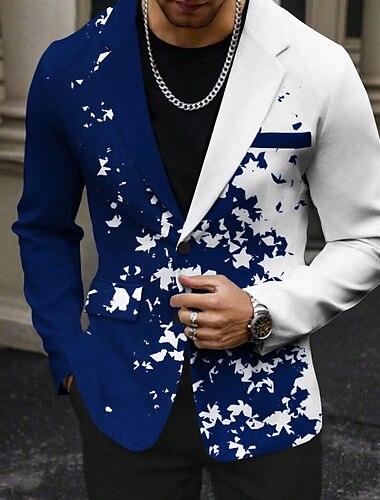  Geometrisch Farbverlauf Geschäftlich Abstrakt Brautkleider schlicht Herren Mantel Blazer Sakko warm halten Atmungsaktiv Komfortabel Arbeit Tragen Sie, um zu arbeiten Ausgehen Taste Bedruckt Multi