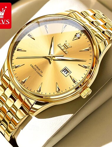  OLEVS Muži Křemenný Minimalistický Módní Obchodní Wristwatch Svítící Kalendář VODĚODOLNÝ Ozdoby Ocel Hodinky