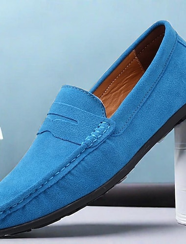  Heren blauwe faux suède driving loafers – lichtgewicht instappers met flexibele zool voor comfort en stijl