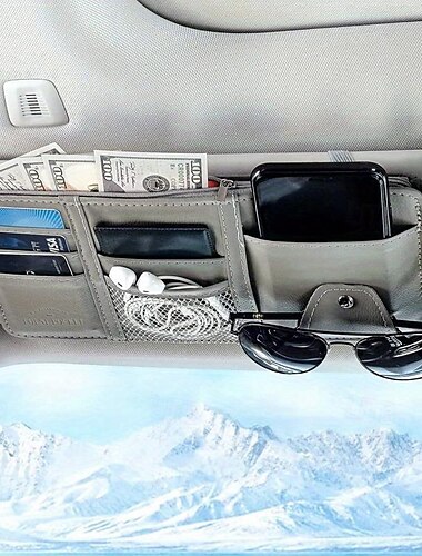  Organizador de parasol para coche, bolsa de almacenamiento multifuncional, clip para gafas de coche, bolsa de almacenamiento, soporte para gafas de sol con bolsa con cremallera, accesorios para el