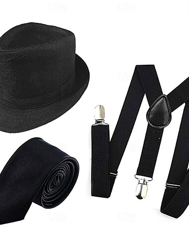  Retro Vintage Goldene Zwanziger 1920er Outfits Panamahut Zubehörset Der große Gatsby Gentleman Mode Herren Weihnachten Halloween Karneval Abschlussball Junggesellinnenabschiedsparty Festival