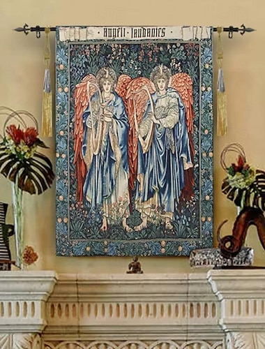  жаккардовый гобелен, гобелен, гобелен Aubusson, настенный подвесной ткацкий станок angeli laudantes, украшение из хлопчатобумажной ткани для гостиной, спальни (без палочки и кисточек)