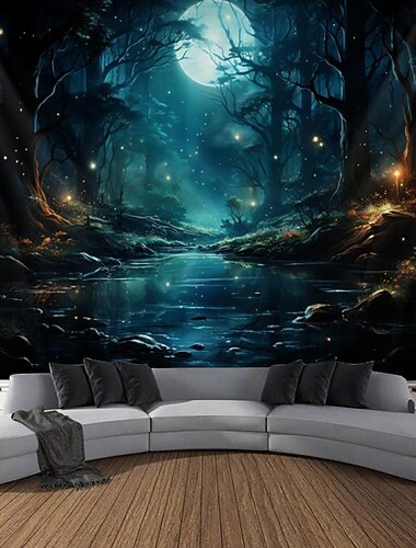  trippy bos hangend tapijt kunst aan de muur groot tapijt muurschildering decor foto achtergrond deken gordijn thuis slaapkamer woonkamer decoratie
