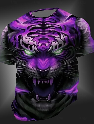  Herren Tiger T Shirt Kurzarm T-Shirt 3D-Druck Rundhalsausschnitt Hemd Modisch Designer Strasse Täglich Sport Rote Purpur Orange Sommer Frühling Bekleidung S M L XL 2XL 3XL