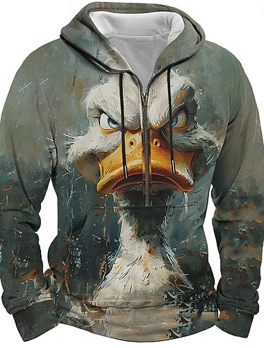  Voor heren dier Trui met capuchon Hoodies Sweatshirt Modieus Lange mouw Strakke ronde hals Streetwear blauw Halve rits Herfst Winter Ontwerper S M L XL 2XL XXXL