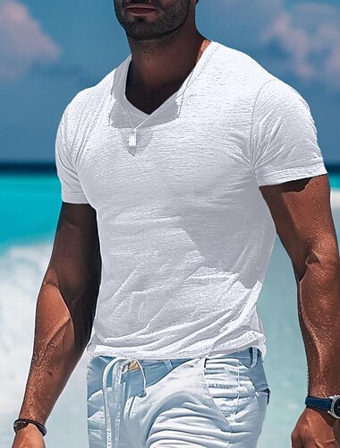  Herren T Shirt Feuchtigkeitsableitende Hemden Kurzarm V Ausschnitt Einfach Sport Basic Lässig Lässig Hellblau Schwarz Weiß Top T-Shirt für Herren