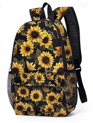  farbenfroher Sonnenblumen-Rucksack für Schule und Reisen – strapazierfähige Canvas-Tasche mit lebendigem künstlerischem Design und verstellbaren Trägern