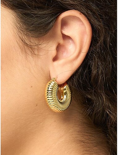  brincos de argola de ouro femininos – joias com textura canelada para roupas da moda e ocasiões especiais