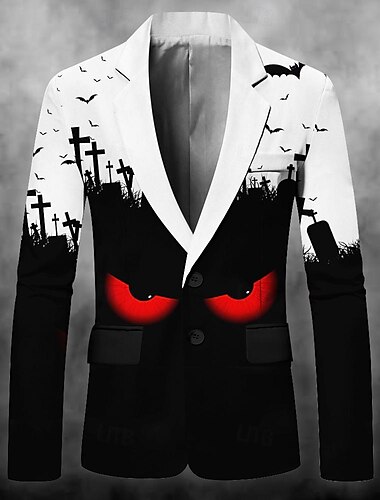  Grimasse Brautkleider schlicht Herren Mantel Blazer Sakko warm halten Atmungsaktiv Komfortabel Partyabend Täglich Taste Bedruckt Multi Pocket Regular Fit Herbst Winter Umlegekragen Langarm Schwarz