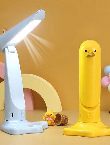  Lampe de bureau de lecture à LED pour étudiant, lampe de canard pliante, rechargeable par USB, lampe de côté, animal de compagnie mignon, petite veilleuse, soins oculaires pour usage domestique en intérieur, 1 pièce