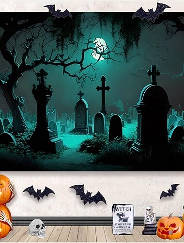  halloween dekorációk akasztott gobelin jack o lámpás tök fal művészet nagy kárpit falfestmény dekor fénykép háttér takaró függöny otthon hálószoba nappali dekoráció hátborzongató erdő