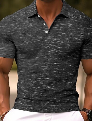  Herren Sport-Poloshirts Golfhemd Casual Festtage Kargen Kurzarm Modisch Basic Glatt Knopf Sommer Regular Fit Dunkelbraun Schwarz Grau Sport-Poloshirts