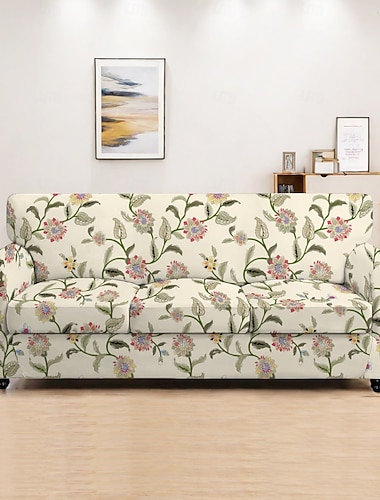  capa de sofá plantas capas de poliéster tingidas com fio - design botânico elegante - tecido de poliéster macio e durável - protege e revitaliza seu sofá