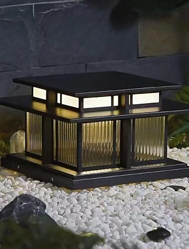  LED-Außenwandleuchte warmweiß 35/42 cm 1-flammig Säulenleuchten im chinesischen Stil wasserdichte Terrassenpfostenleuchten E27 klare Acrylpfostenlampe 110-240 V