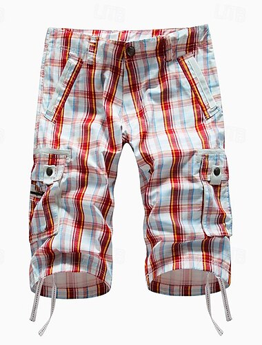  Herren Taktische Shorts Cargo Shorts Kurze Hosen Shorts Kurze Hosen Knopf Multi Pocket Plaid tragbar Wadenlänge Outdoor Täglich Campen und Wandern Modisch Klassisch Rote Himmelblau