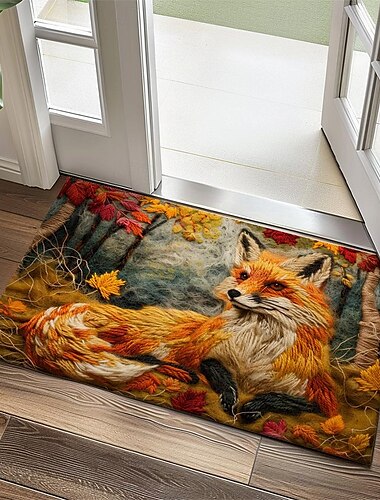  Herbst Quilt Fuchs Fußmatte Küchenmatte Bodenmatte rutschfeste Bereich Teppich ölfester Teppich Indoor Outdoor Matte Schlafzimmer Dekor Badezimmermatte Eingangsteppich