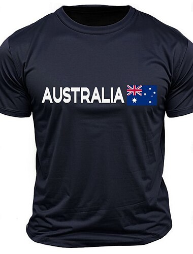  Herren Flagge / Nationalflagge T Shirt T-Shirt 100% Baumwolle Kurzarm Grafik Hemd Navy-Blau Schwarz 1 Schwarz 3 Bequemes T-Shirt Straße Sport im Freien Modedesigner-Kleidung