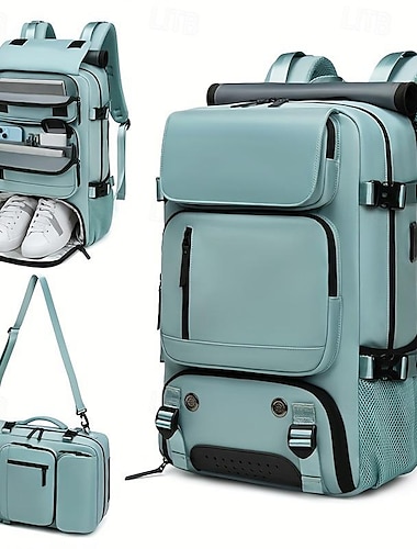  Sac à dos de voyage convertible unisexe avec compartiment à chaussures – Sac de sport, ordinateur portable et week-end 3 en 1 étanche avec port de chargement USB pour l'école, le travail et le sport