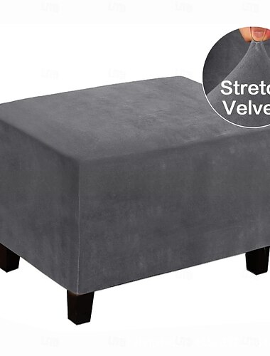  Samtbezug für Ottomane, Stretch-Ottoman-Schonbezug mit Stauraum, rechteckiger Fußhocker-Möbelschutz, L/XL