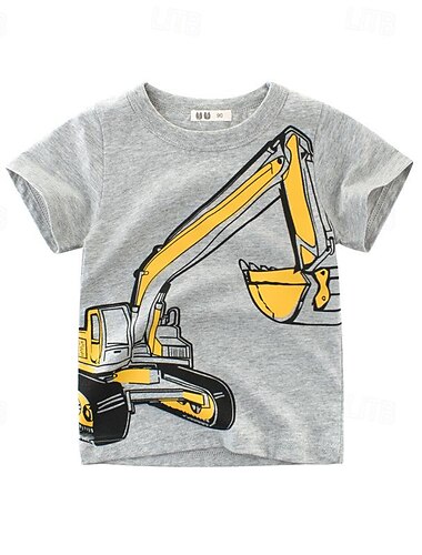  Barn 3D Grafisk T-shirt Kortärmad Sommar Mode Grundläggande Barn 4-8 år Rund hals Utomhus Ledigt Dagligen Normal