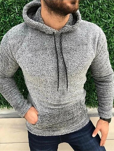  Homens Moletom Moletom de lã Preto Branco Verde Tropa Cáqui Cinzento Com Capuz Tecido Bolsos Desportos e Ar livre Diário Feriado Roupa de rua Básico Casual Outono & inverno Roupa Moletons Moletons