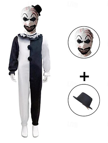  Schrecklicher Kunst der Clown Cosplay Kostüm Maskerade Kinder Jungen Mädchen Cosplay Halloween Halloween Party / Abend Maskerade Halloween Karneval Maskerade Einfaches Karnevalskostüm