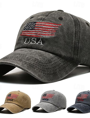  Herr Basebollkeps Solhatt Trucker Hat Svart Marinblå Polyester Broderad Mode Ledigt Gata Dagligen Bokstav Landsflagga Justerbara Solskyddskräm Andningsfunktion