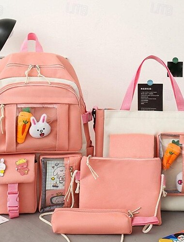  Mochilas de desenho animado para mochilas escolares, conjunto com bolsa crossbody, estojo de lápis, mochila para meninas, presentes de volta às aulas