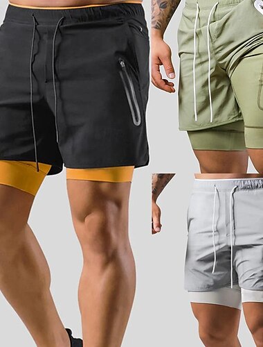  Herr Joggingshorts Gymshorts Tröjor Ficka Snörning 2 i 1 Elastiskt midjeband Shorts Utomhus Sport & Utomhus Sport Snabb tork Lättvikt Mjuk Maraton Löpning Träna Skräddarsydd passform Sportkläder