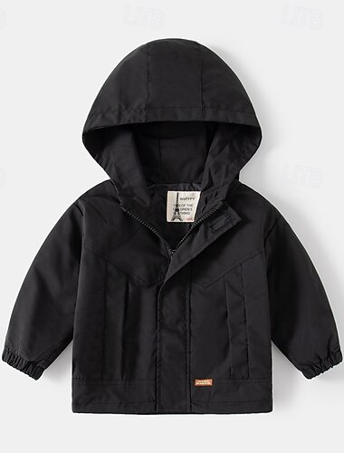  Jungen 3D Einfarbig Mantel Oberbekleidung Langarm Frühling Herbst Mode Basic Kleine Kinder (4-7 Jahre) 4-7 Jahre Mit Kapuze Outdoor Lässig Täglich Normale Passform