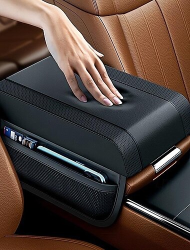  Cojín de espuma viscoelástica premium para reposabrazos de coche con bolsa de almacenamiento, soporte para codo que aumenta la altura, mayor comodidad, cojín de asiento de espuma viscoelástica, cojín