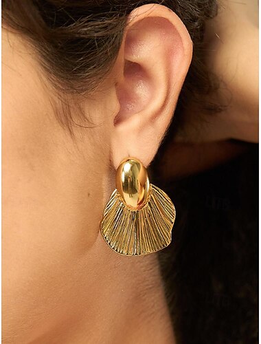 Pendientes de concha dorados y de acero inoxidable para mujer: joyería llamativa, ligera y elegante