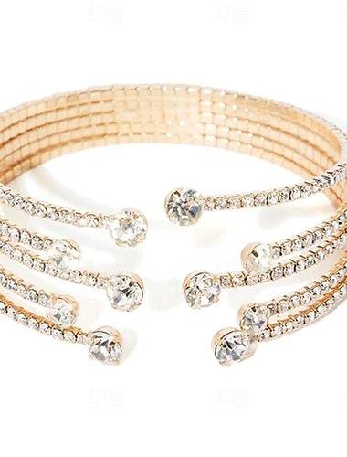  Damen Tennisarmband Layer-Look Kostbar Gypsophila Modisch Luxus Strass Armband Schmuck Silber / Gold Für Hochzeit Geschenk Verlobung