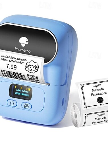  phomemom110 tragbarer Mini-Thermoetikettendrucker für Barcode-Etiketten und Preisschilder für Kleidung
