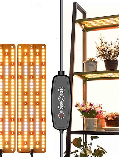  Panel de luz led de cultivo, luces de plantas con temporizador regulable de espectro completo ultrafinas, lámpara de cultivo debajo del gabinete para estante de plantas de interior