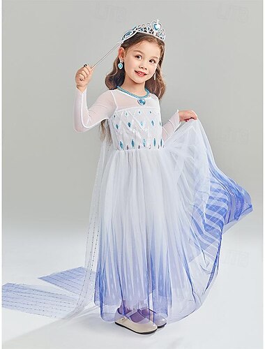  Frozen - Il regno di ghiaccio Fiaba Principessa Elsa Abiti Abito da damigella Costume per festa a tema Cosplay Cosplay di film for Ragazze Bambini Carnevale Giornata universale dell'infanzia Festa