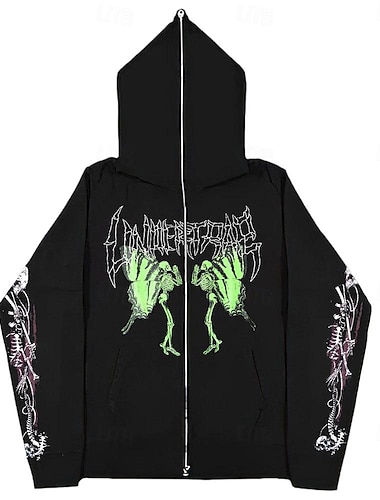  Halloween Scheletro Teschio Felpa con cappuccio Soprabiti Felpa con cappuccio con zip Per Per uomo Per donna Per adulto Halloween Carnevale Stampa a caldo Feste Casual / quotidiano